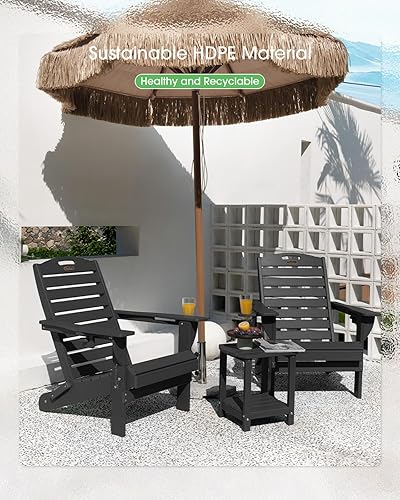 Miniatura 5 de Silla Adirondack plegable HDPE para todo tipo de clima, sillas Adirondack con soporte para tazas, sillas para hoguera al aire libre, silla de césped