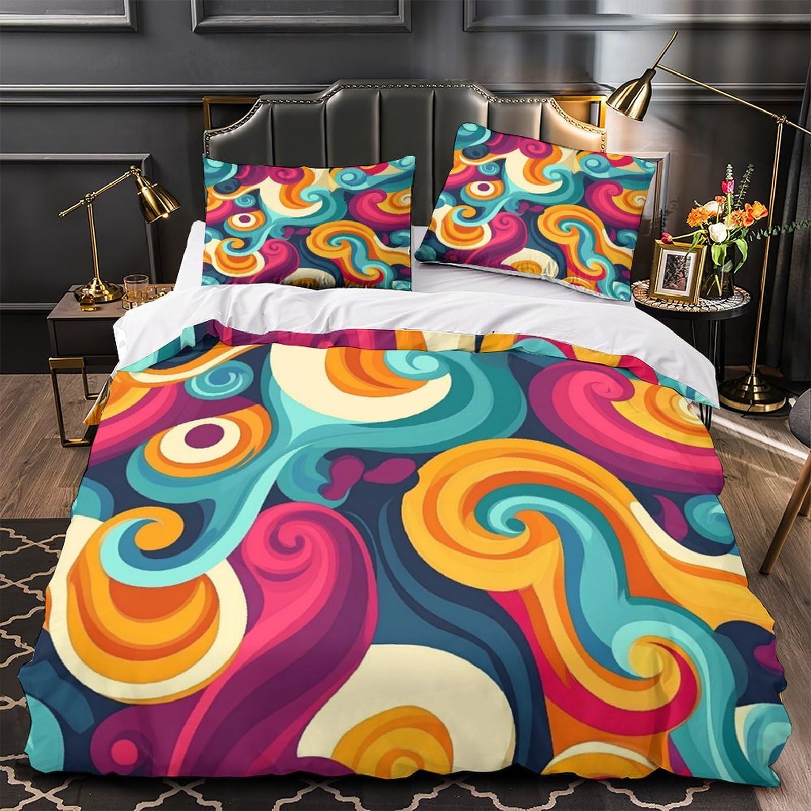 Drap de couette microfibre 3 pièces aux finitions premium anti-décoloration