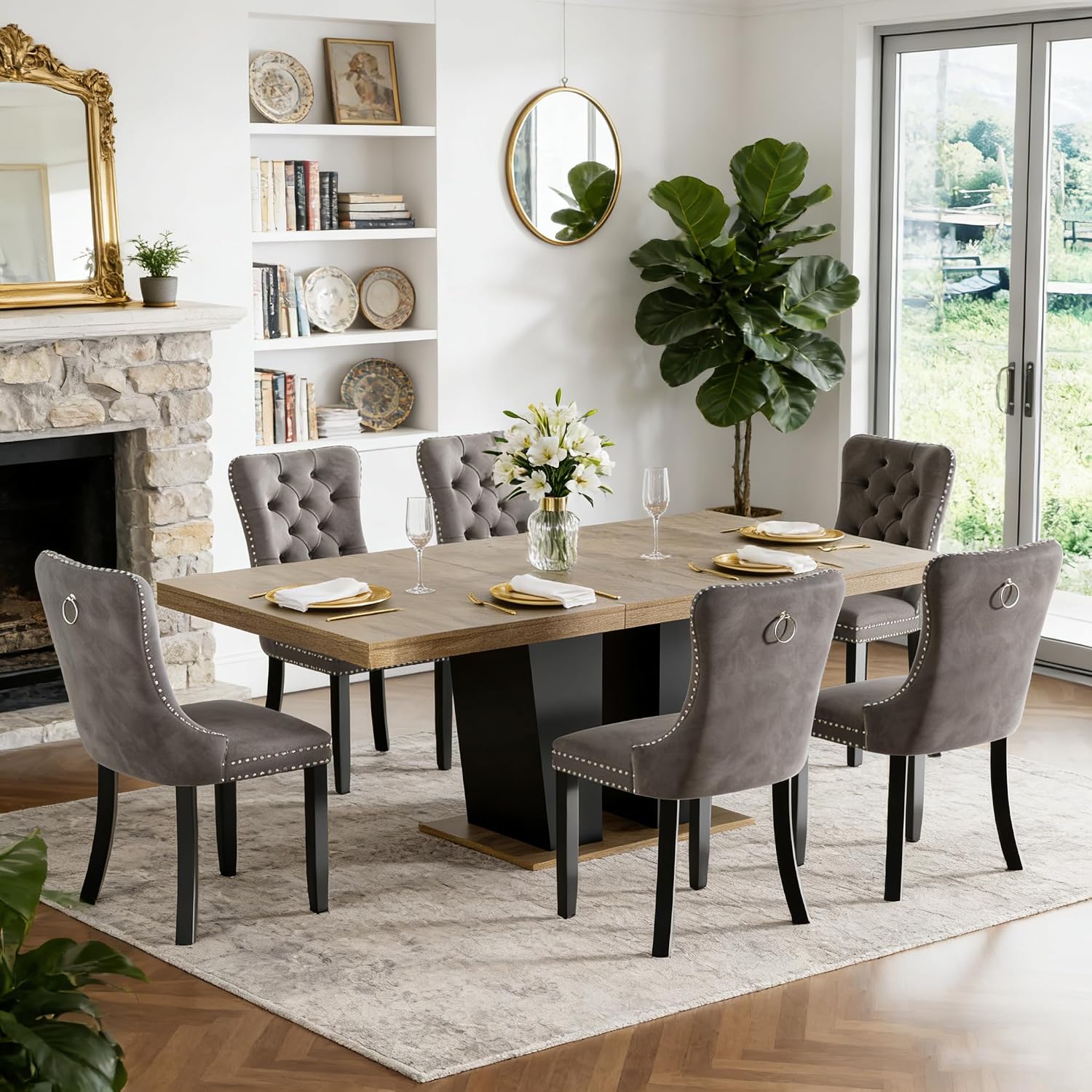 Amazon.com - Extendable Dining Table Set for 6-8, 63"-78.7" Farmhosue ...