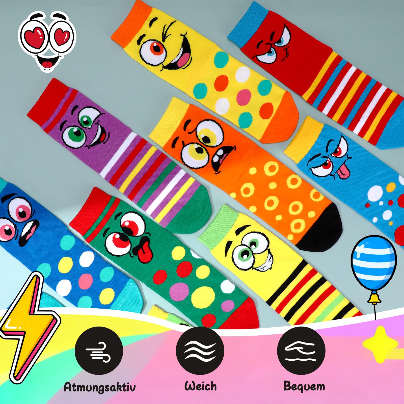 Calcetines divertidos de algodón 5 pares multicolor cómodos transpirables regalo Navidad