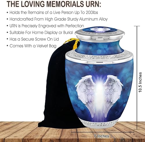 Miniatura 2 de Urnas de cremación de alas de ángel para cenizas adultas, hombres y mujeres, urnas decorativas funerarias hechas a mano para cenizas humanas para