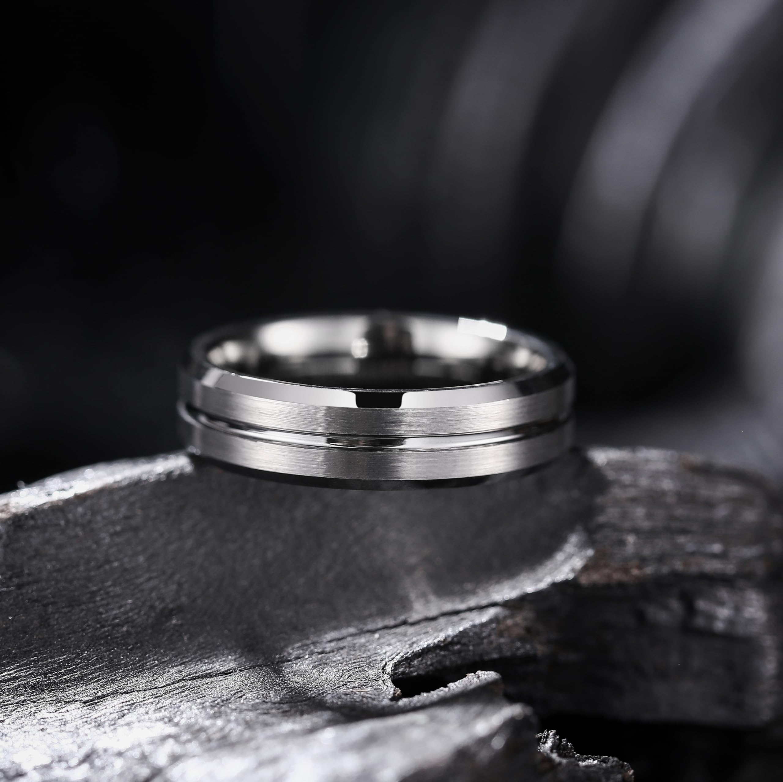 King Will Anello da uomo Duo da 7 mm, nero opaco e blu, finitura in carburo di tungsteno, bordi smussati | Bicolore, scanalato, vestibilità comoda, regalo di promessa, fidanzamento, uso quotidiano