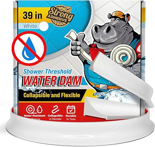 Hippodam Presa de agua de umbral de ducha de 75 pulgadas, barrera de presa de ducha, barrera de agua para ducha de protección contra salpicaduras,
