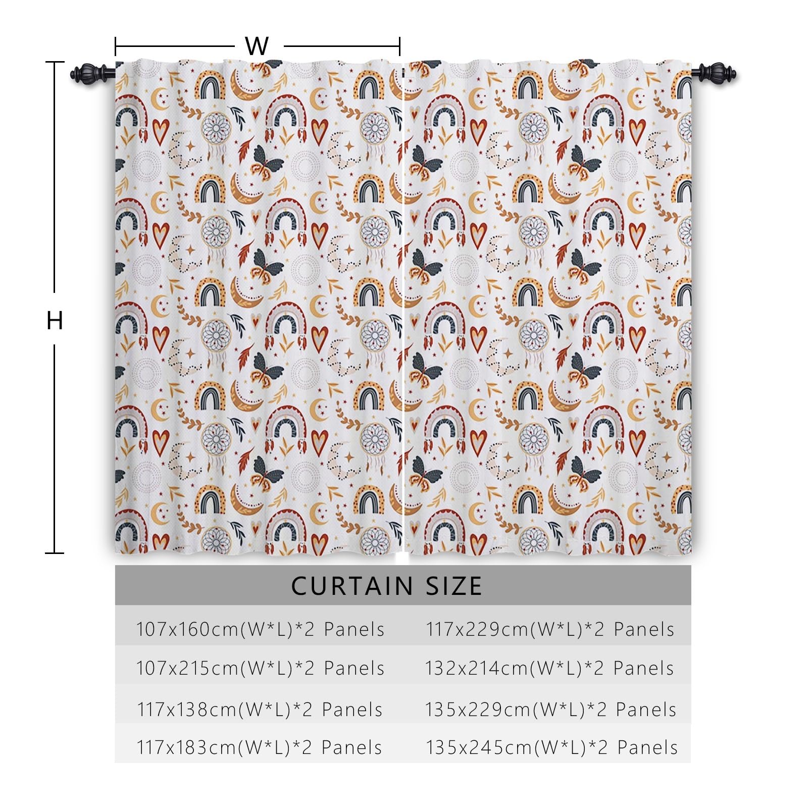Regenbogenvorhänge mit Bleistiftfalten Boho Traumfänger Regenbogenvorhänge Kinderzimmer Fensterbehandlung für Mädchen Wohnzimmer Kinderzimmer Café Innentrennvorhang 135x229cm 2 Paneele