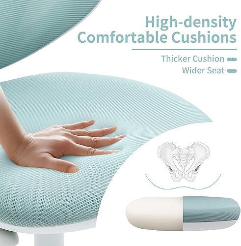 Miniatura 5 de HOMEFUN Silla de escritorio para niños, sillas de computadora con reposabrazos y reposapiés para niños y niñas, bonita silla ergonómica de malla con