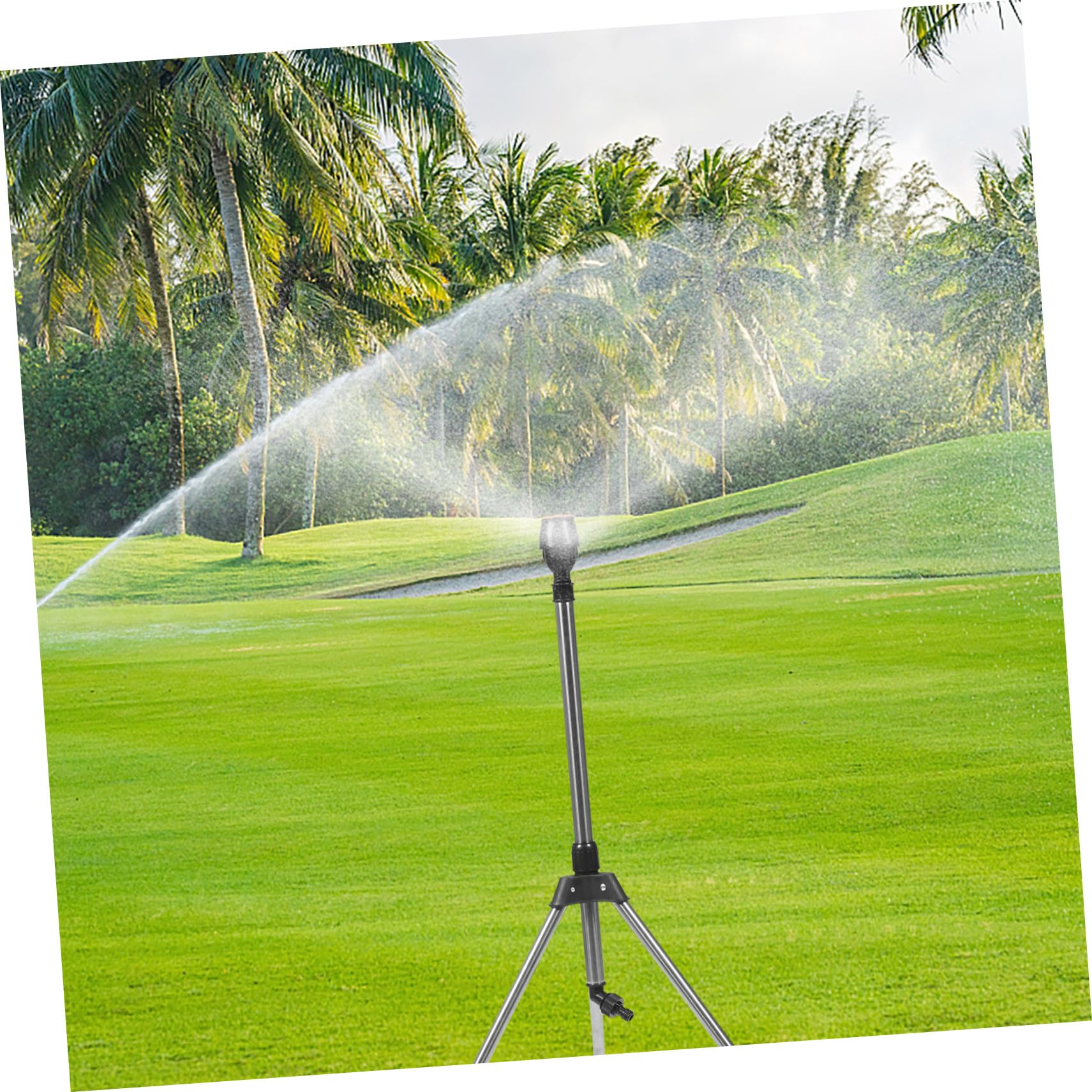 Yardwe Arroseur Rotatif Facile à Utiliser Trépied en Alliage D'aluminium à 360 Degrés Système Automatique D'irrigation et Étanche pour Jardin et Pelouse