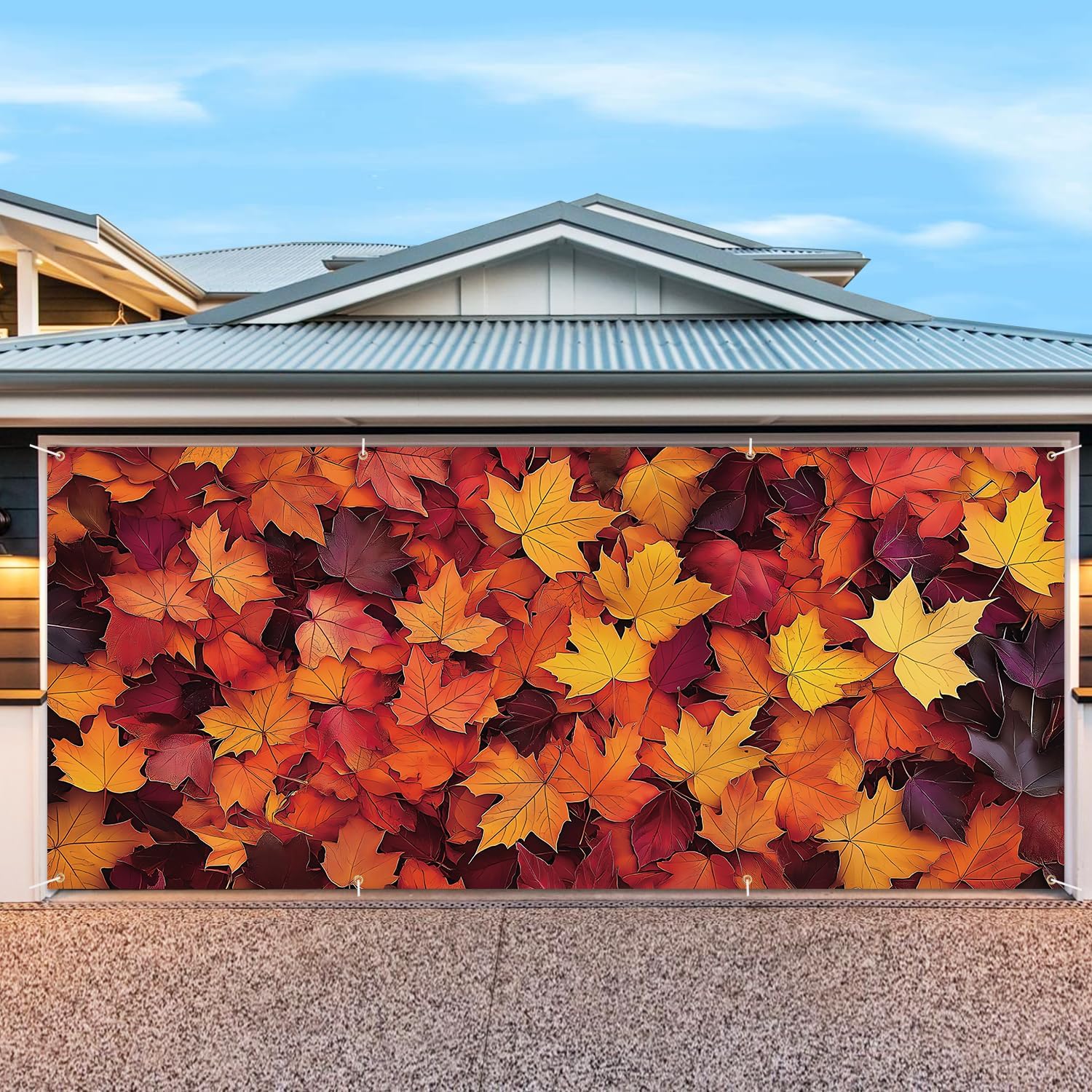 ANNA QUEEN Autumn Maple Leaf Fall Garage Door Banner 6 x 13FT,Fall Decorations Garden Outdoor Garage Decoration for fall