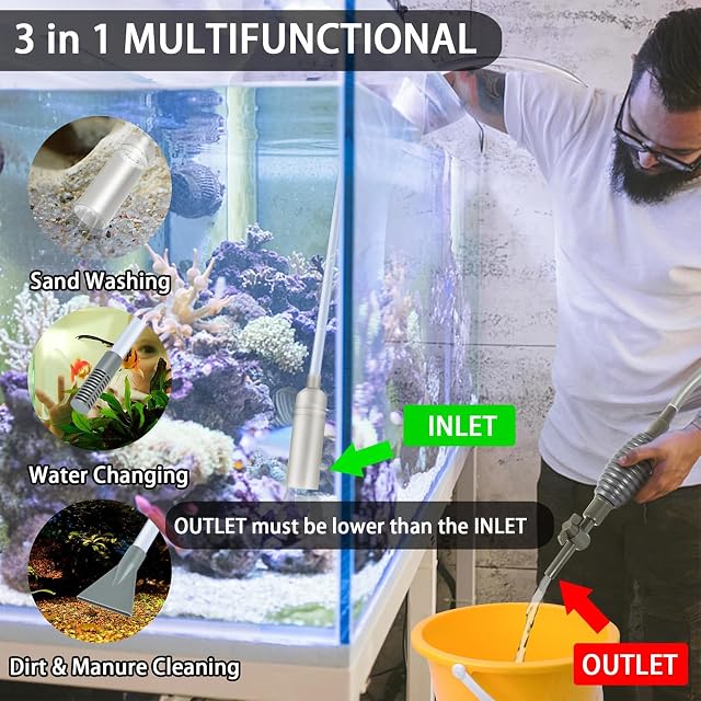 Foto 7 de 7 de Kinesgsg Sifonador Acuario, 1.7m Mulmsauger Aquarium, Aspiradora de Acuario mit Handpumpe