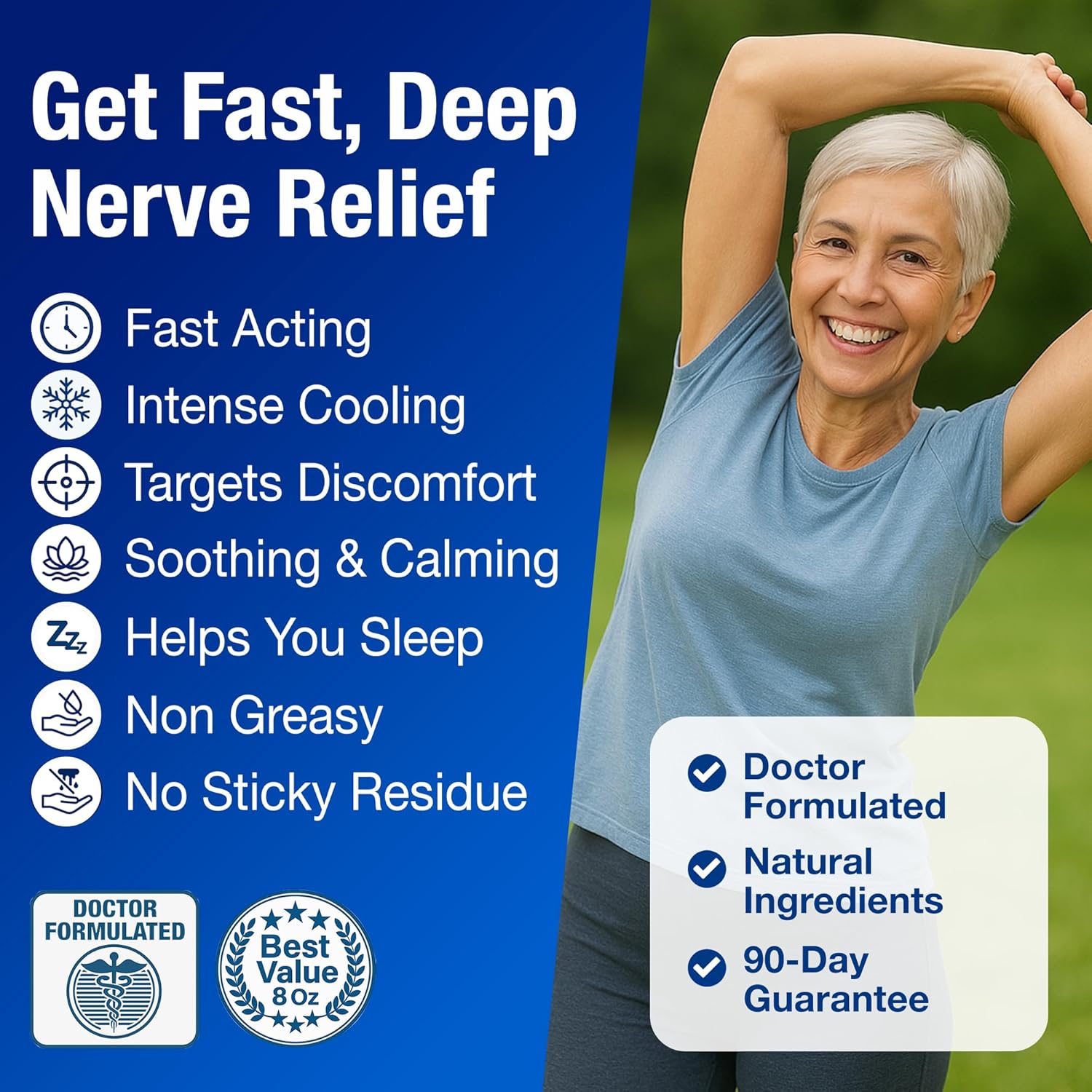 Neuropathy Nerve Relief Cream – Extra Large 8 oz – Maximum Strength for Feet Hands Legs Toes Back – Natural Ingredients Arnica Aloe Vera MSM Vitamins – Fast-Acting Soothing Relief – Super Value 8 oz - Image 3