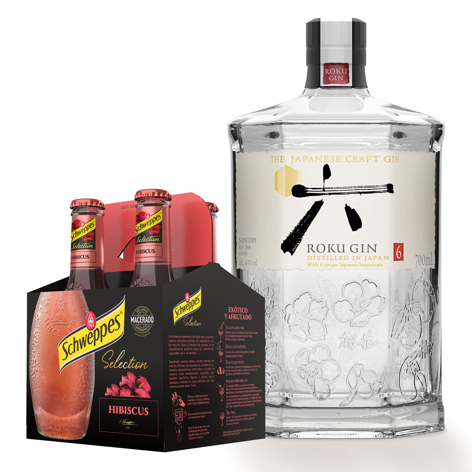 Roku Premium Japanese Artisan Gin Gin, 43%, 700 ml + Schweppes