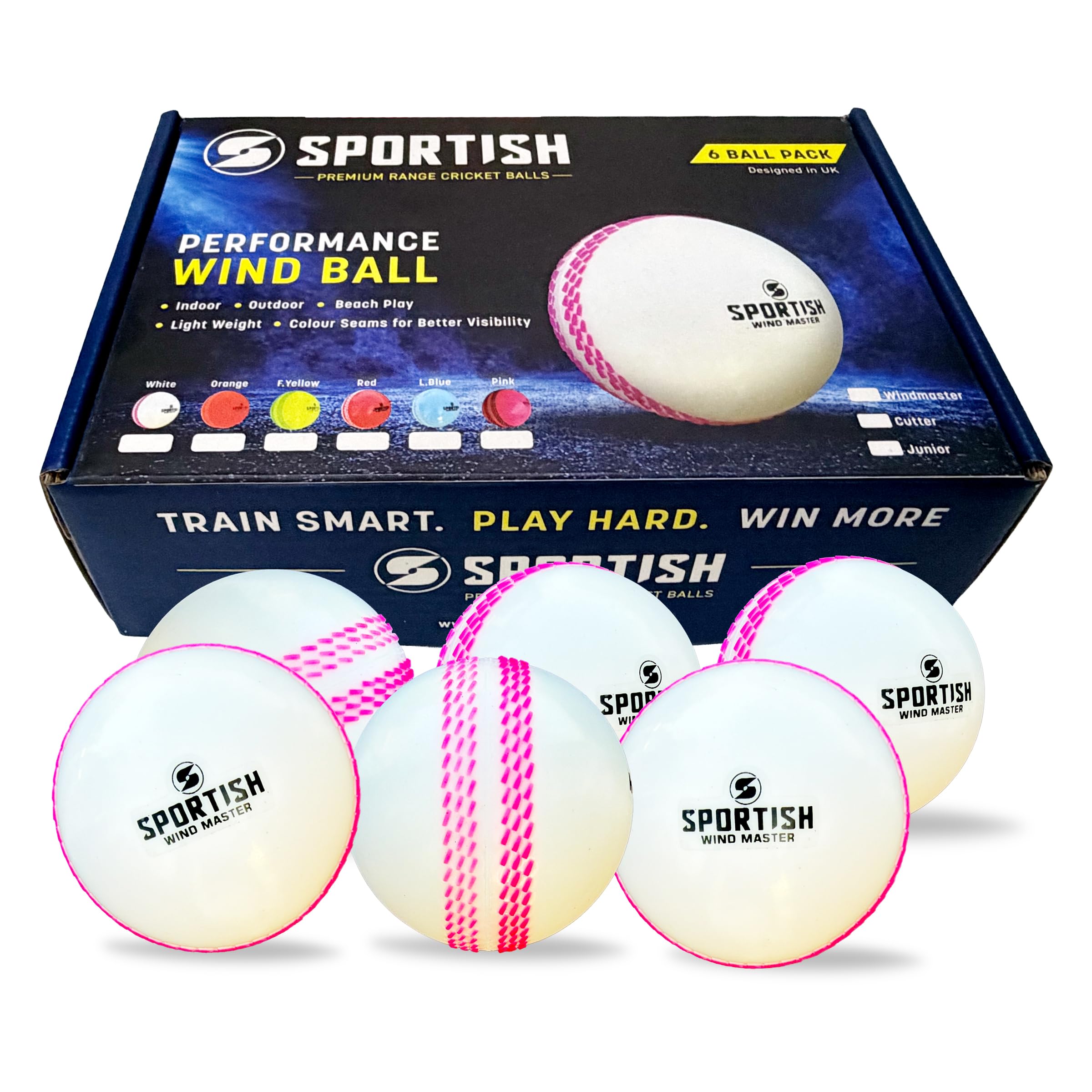 SPORTISH Soft Wind Cricket Ball Pack of 6 - White Practice & Training Ball