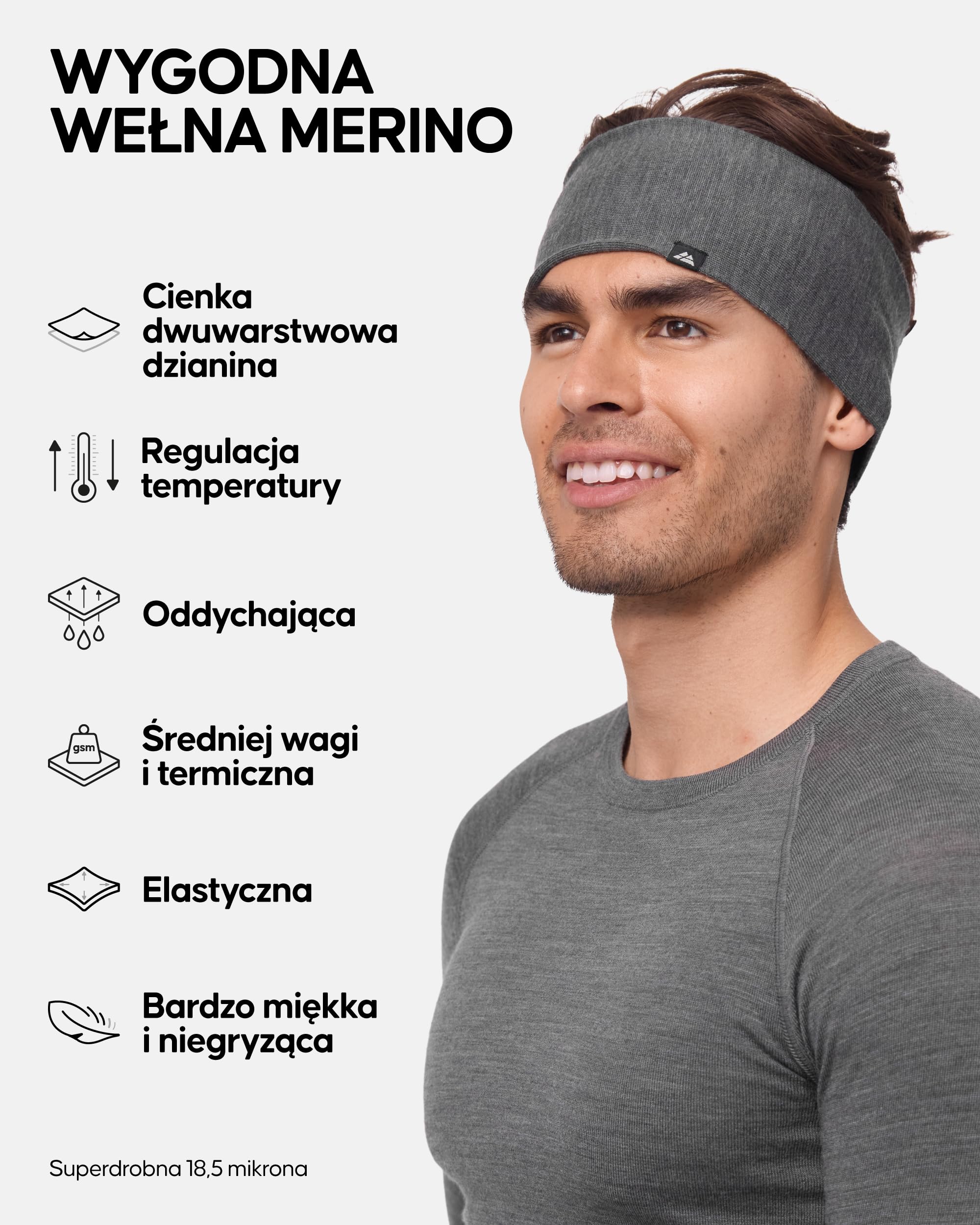 DANISH ENDURANCE Opaska na Głowę, Wełna Merino, 1 lub 2-Pak, Dark Grey - 2 Pack, L/XL