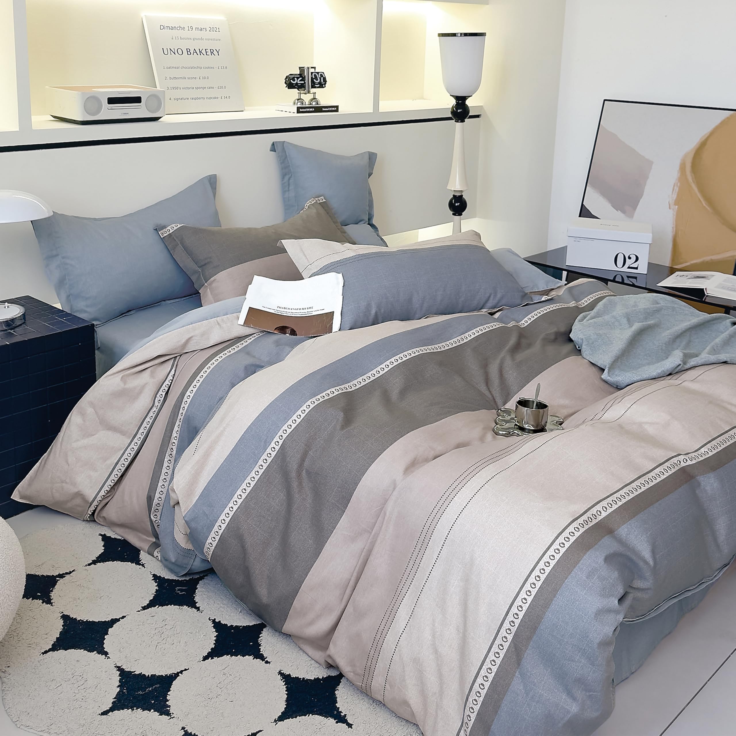 Housse de couette percale 100% coton 80 fils 240x220cm parure de lit FC-2532