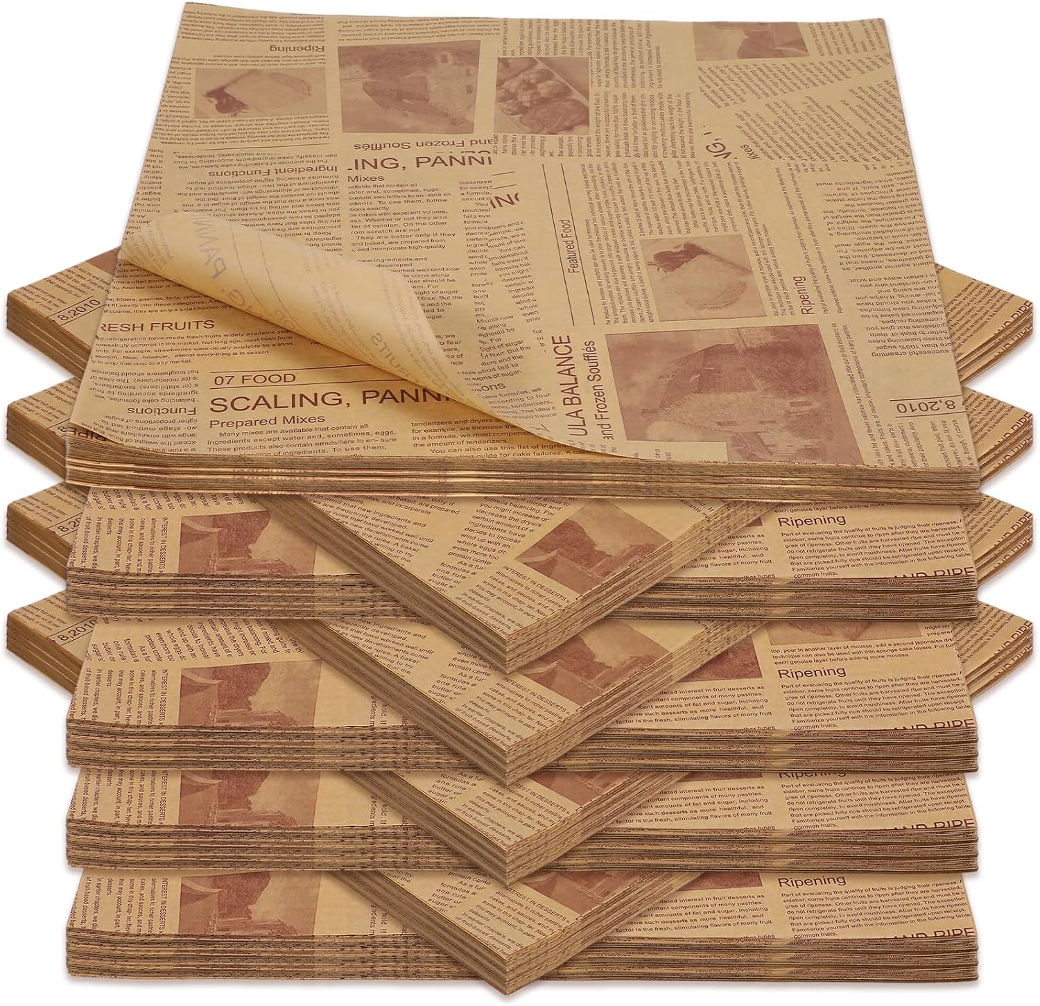 500 Pcs Wax Paper Sheets Grease Resistant, 12x12 Inch Deli Tray Basket Liners, Water & Grease Proof Sandwich Wrapping Paper, Non-Stick Baking Sheets for Food, Hot Dogs, and Baking (Brown)