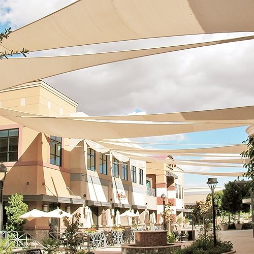 Miniatura 8 de E&K Sunrise - Toldo parasol triangular de 8 x 8 x 8 pies, bloquea los rayos UV, para patio, jardín, al aire libre (beige)
