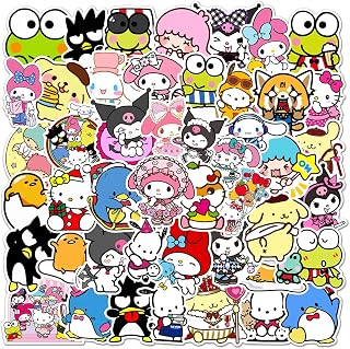 50Pcs Kawaii Sanrio Sticker for Kids, Cute Cartoon Hellokitty Kuromi Mymelody Waterproof Vinyl Stickers for Adult Teen Girl Water Bottle Laptop Phone Computer Guitar Notebook Skateboard Scrapbook