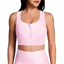 Queenie Ke BareLuxe Sports Bra for Women Medium Support Front Zipper Breathable Mesh Racerback Workout Bra for Yoga & Gym