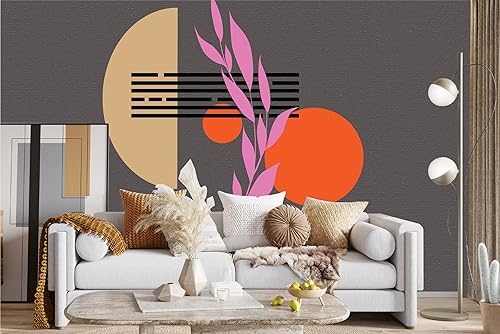 Calcomanías de pared bohemias añade un toque bohemio a tu hogar calcomanías de pared con figuras circulares líneas y plantas calcomanías de pared de