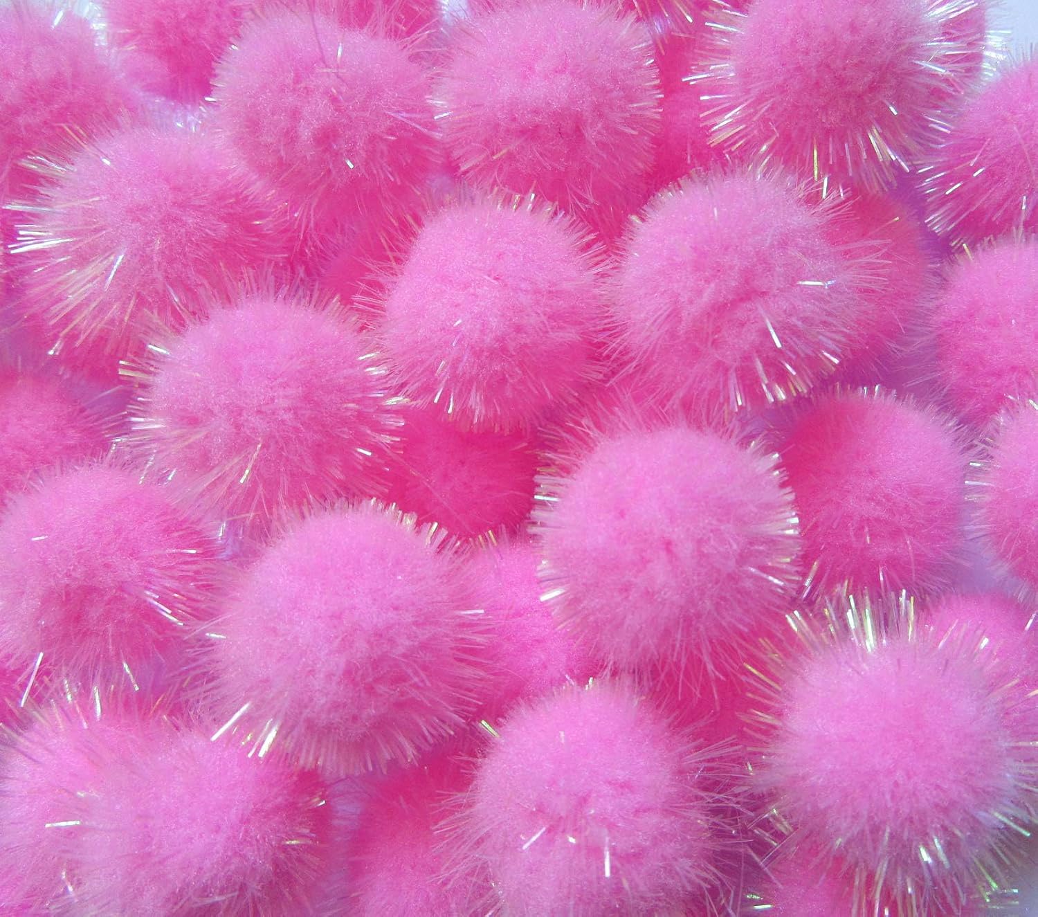 YYCRAFT 200pcs Glitter Tinsel Pom Poms Sparkle Balls for DIY Craft/Party Decoration/Cat Toys(20mm,White)