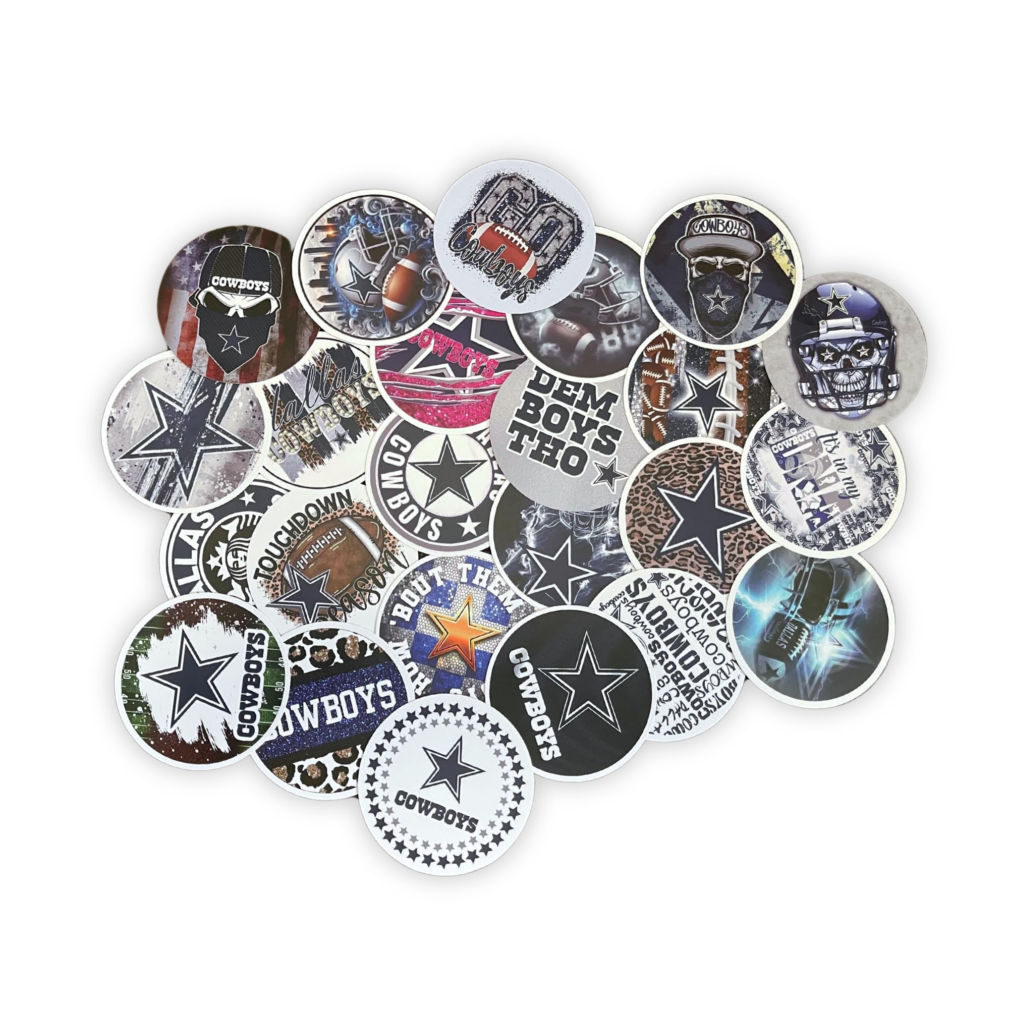 Pro Football Sports Teams Texas Freshie Cardstock Cutouts | 24pk 2.5” Rounds Mixed Manly Dad Cowboys Drink Bag Inserts