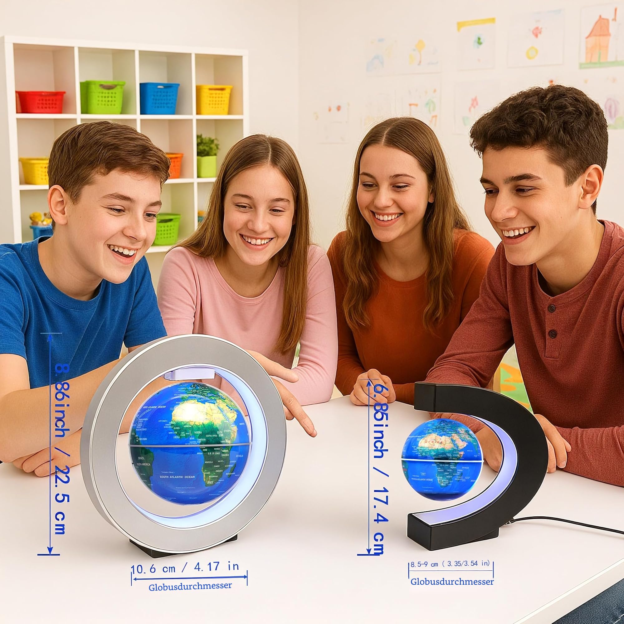 Magnetisch Schwebender Globus 4" mit LED-Sternbildern, Rotierend für Kinder, Coole Büro-Deko und Einzigartige Geschenkideen für Männer oder Technische Geburtstagsgeschenke für Teenager-Jungen