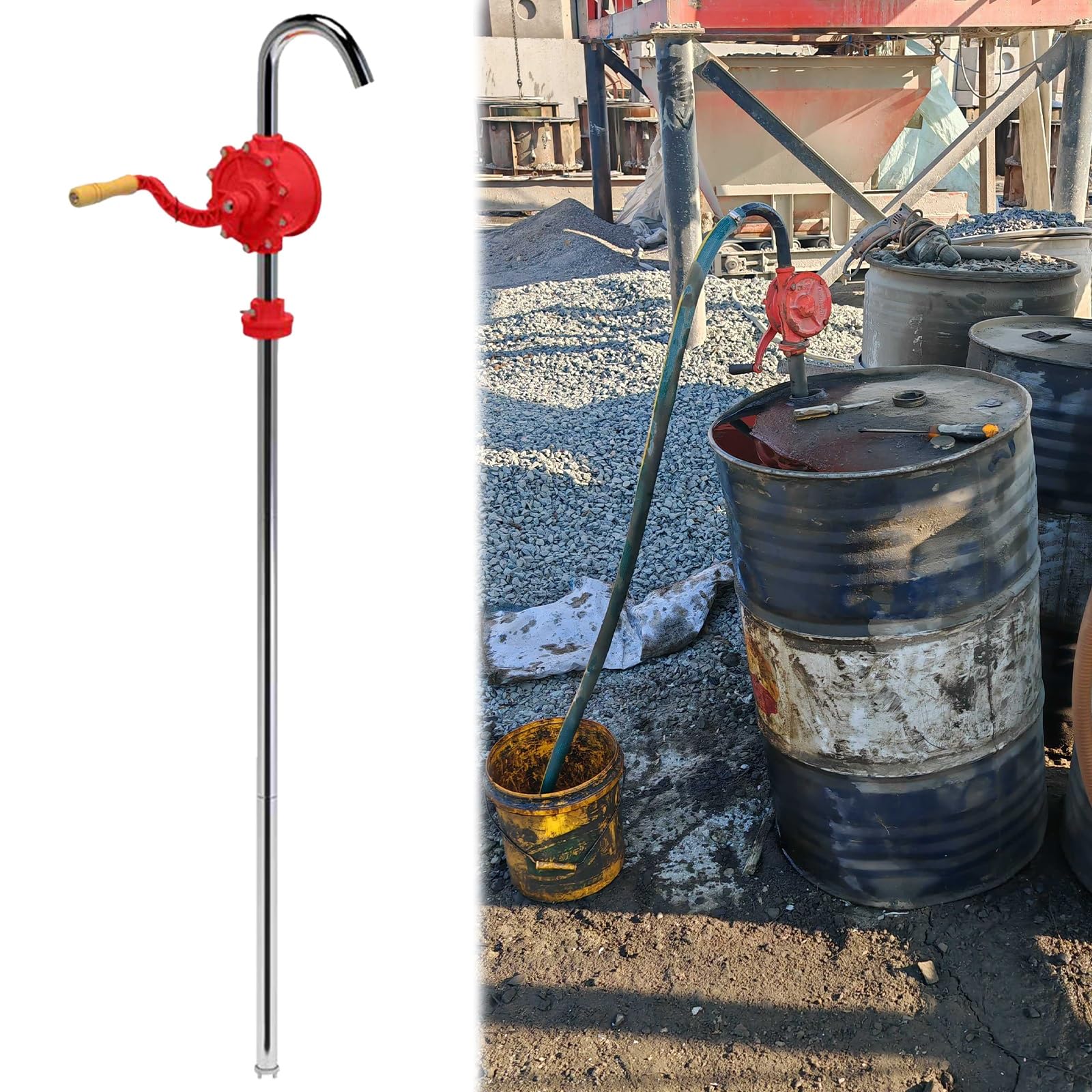 AMUFJJ Pompa Manuale travaso liquidi Pompa di Trasferimento Olio Manuale Rotativa, Pompa per Barili Commerciali da 133 Cm E Pompa per Fusti d'Acqua per Navi/Attrezzature Ingegneristiche