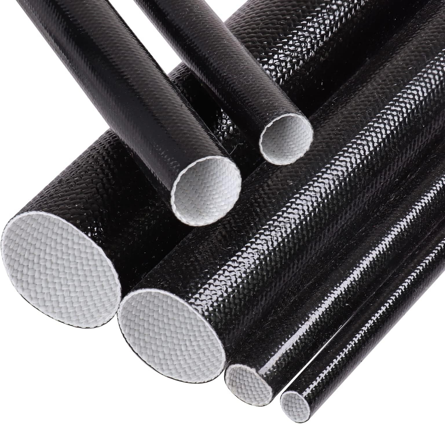 Silicone Fiberglass Sleeve High Temperature Heat Shield Wire Protective Electrical Insulation Self-extinguishing Black (3/8"-24ft)