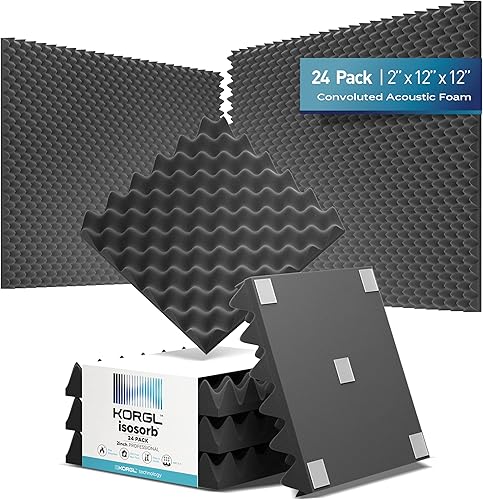 Miniatura 1 de ISOSORB Paneles de espuma a prueba de sonido paneles de pared de espuma acústica de caja de huevos de 2 x 12 x 12 pulgadas con cinta de doble cara,