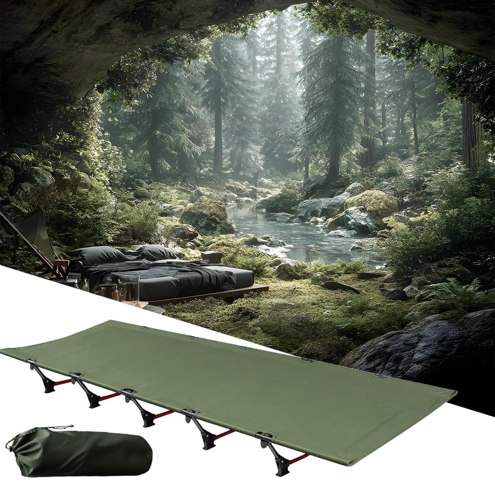 Campingbett Tragfähige | Faltbares Schlafbett Für Kompakte Und Platzsparende Campingausstattung Für Camping, , Wandern, Outdoor, Trekking, Wandern,