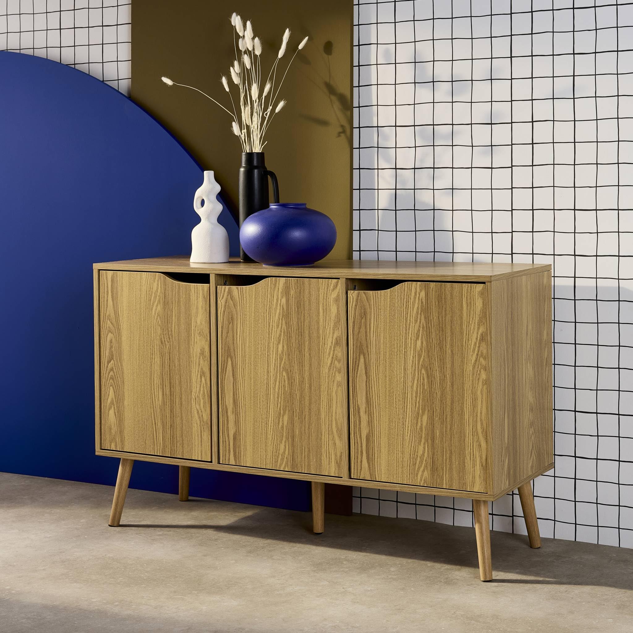 Alice's Garden sweeek - Buffet de Rangement Effet frêne 3 Portes et 3 étagères. Buffet Bas. 120cm