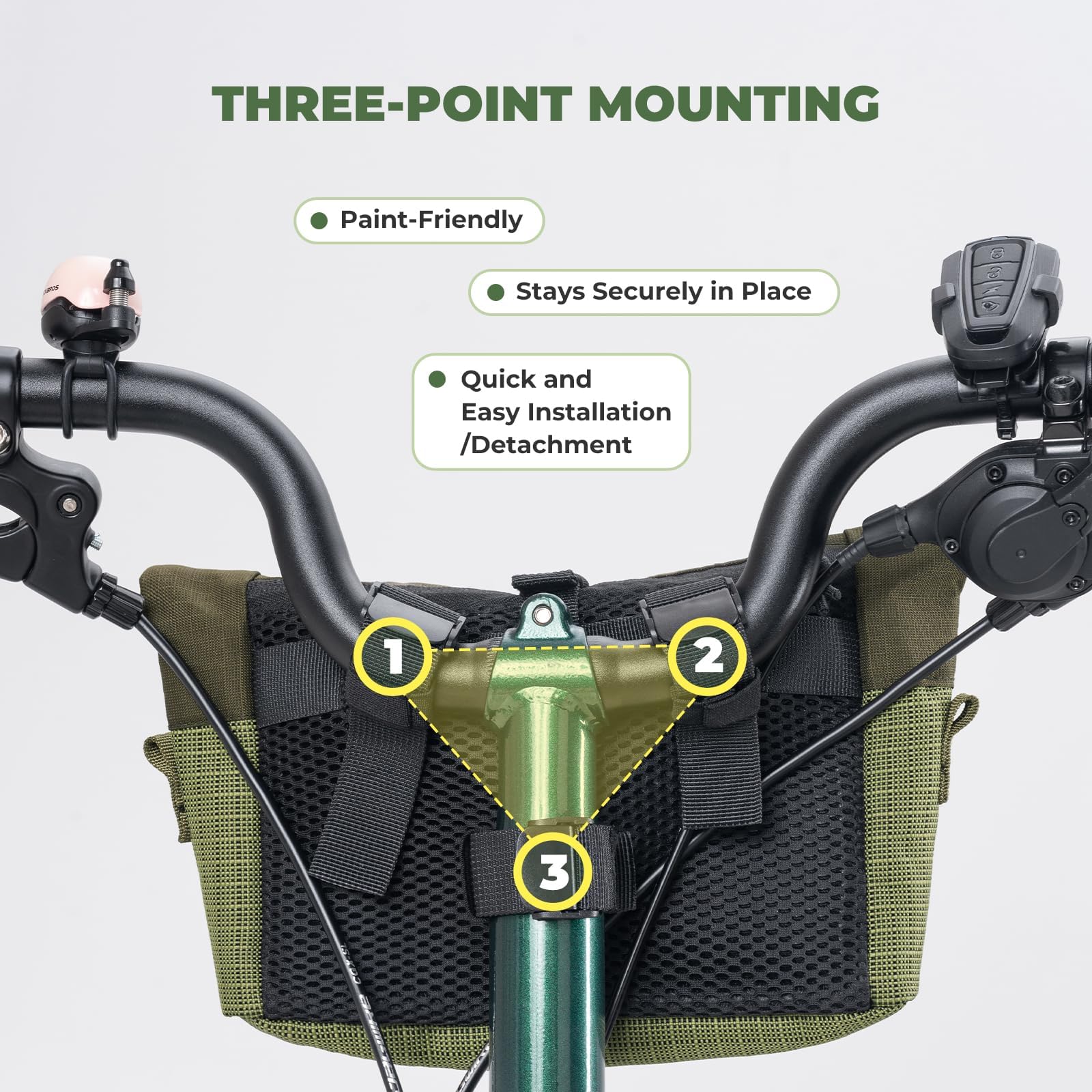 ROCKBROS Sacoche de Guidon Vélo 2 en 1 – Sac Avant & Bandoulière, pour Vélo Pliant Brompton, Capacité Extensible, Installation Facile, Compatible avec Tous Types de Vélo, Sacoche de Guidon Vélo