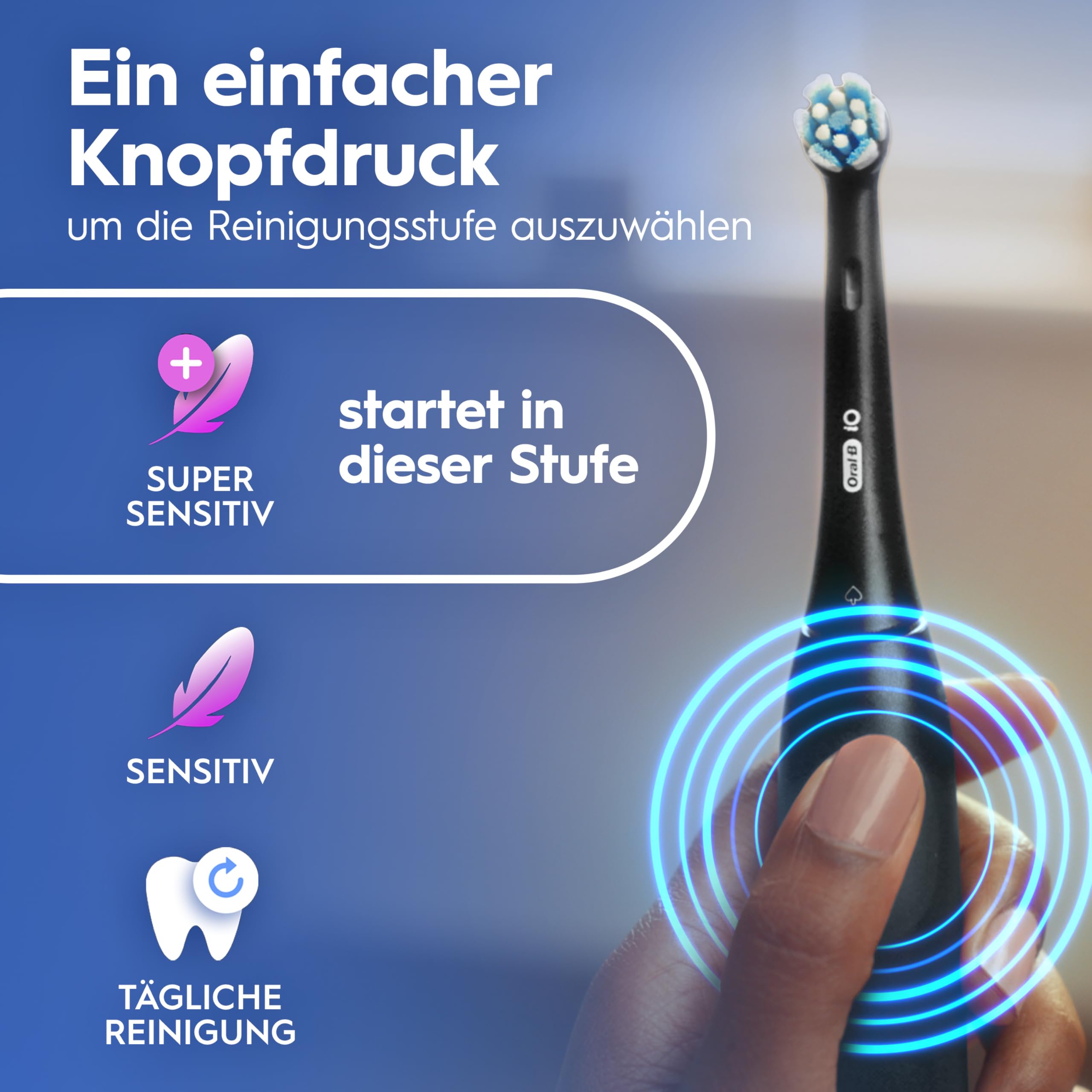 Oral-B iO Series 2 Elektrische Zahnbürste, Schwarz | Inkl. 1 Aufsteckbürste, Reise-Etui, GUT GETESTET von STIFTUNG WARENTEST, Electric Toothbrush mit 3 Putzmodi für Zahnpflege
