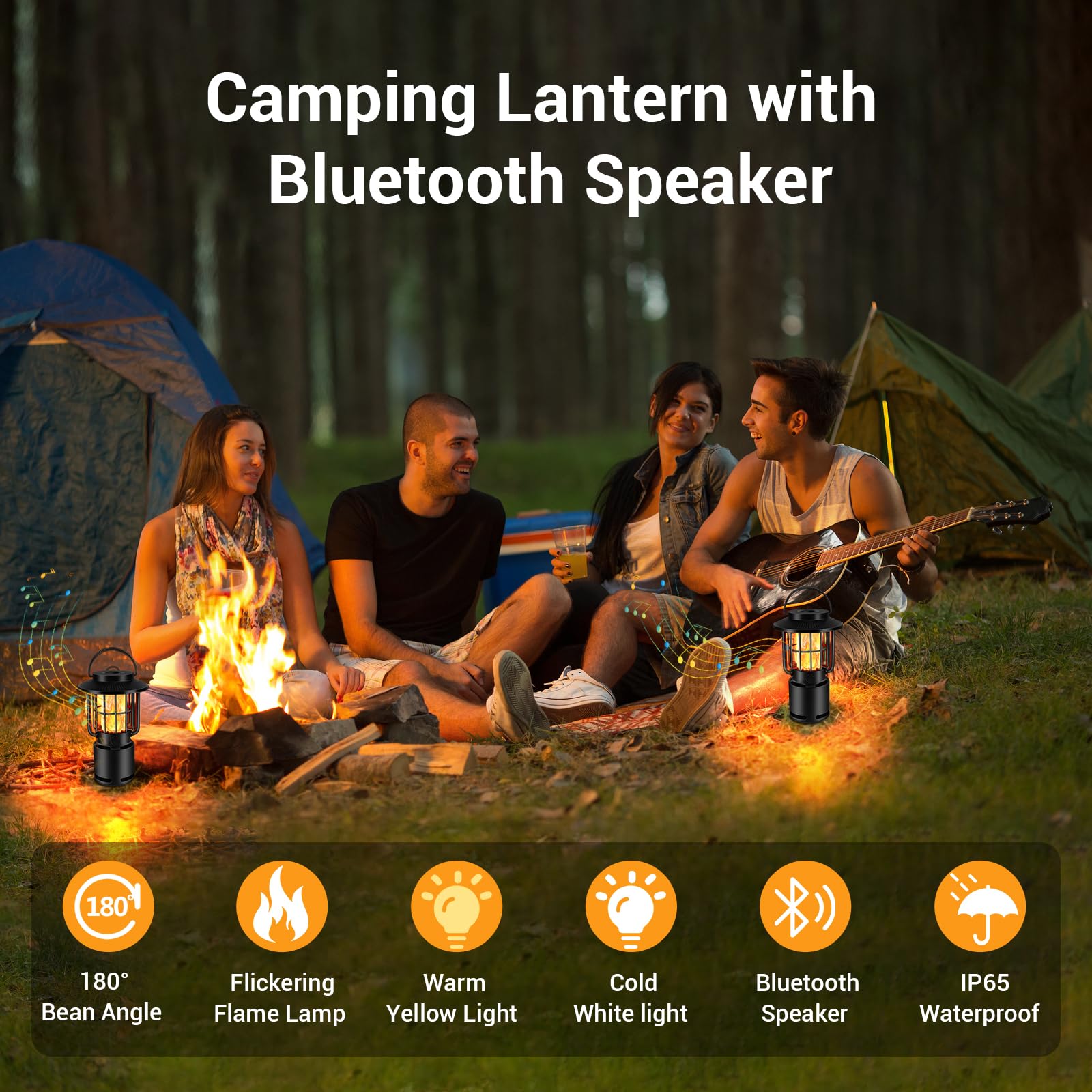 Altoparlante Bluetooth per uso esterno, altoparlante wireless impermeabile IP65 con 3 modalità di illuminazione, illuminazione da campeggio all'aperto, altoparlante portatile regalo per emergenze uomo
