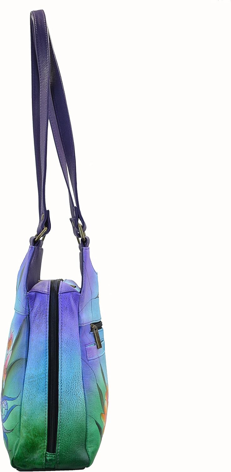 Anna by Anuschka Hand-Painted Original Artwork, Genuine Leather - Triple Compartment Satchel