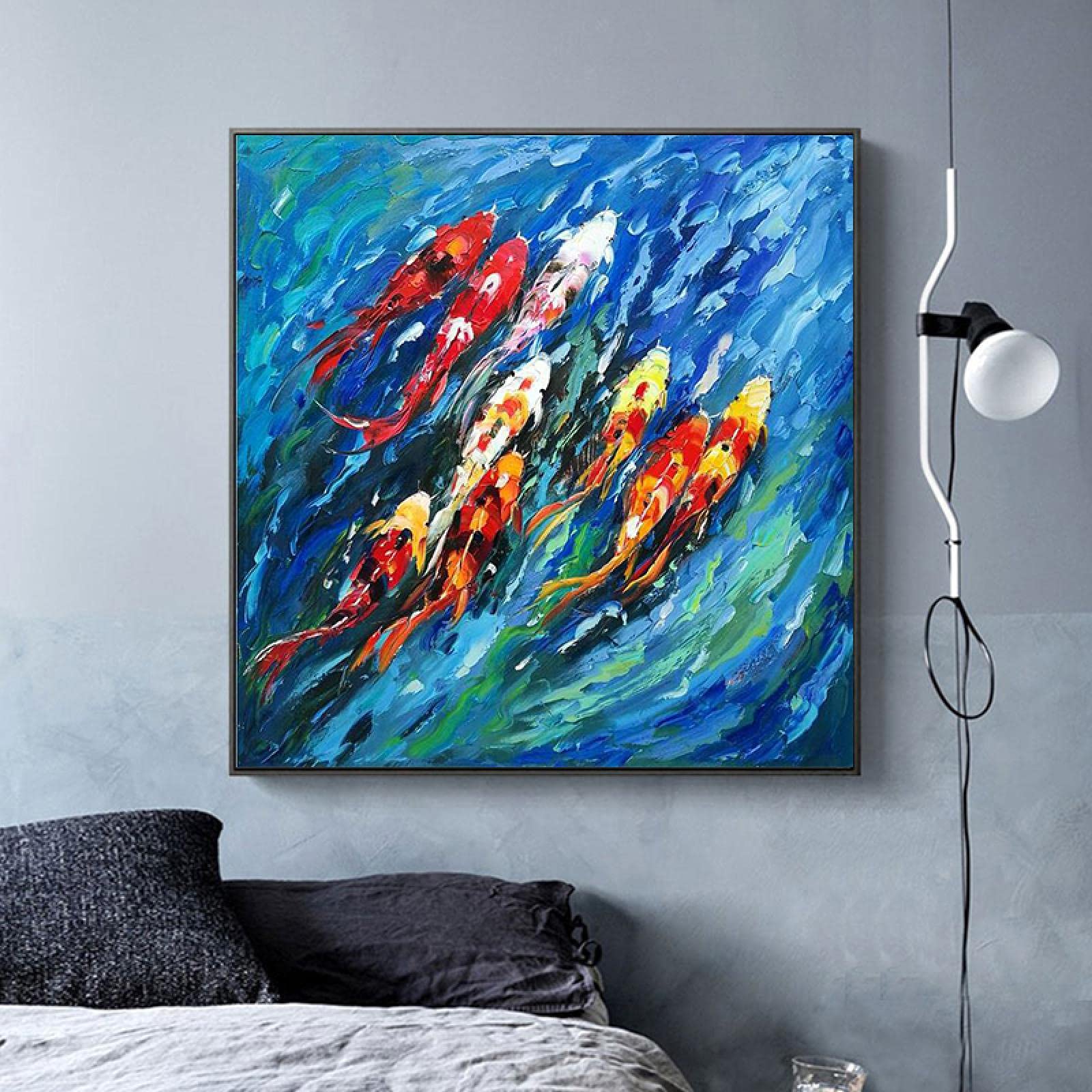 Amazon｜抽象的なキャンバスの絵画の色伝統的な中国の金魚のポスターと