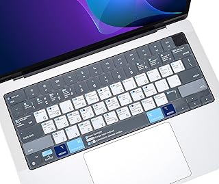 Keyboard Cover with MAC OS Shortcut Hot Keys for Apple MacBook Pro 14 inch A2442 A2779 2021 2023/MacBook Pro 16 inch A2780 A2485 with M1 M2 Pro/Max, MacBook Air 13.6" 15.3" A2681 A2941 Skin-Blue&White
