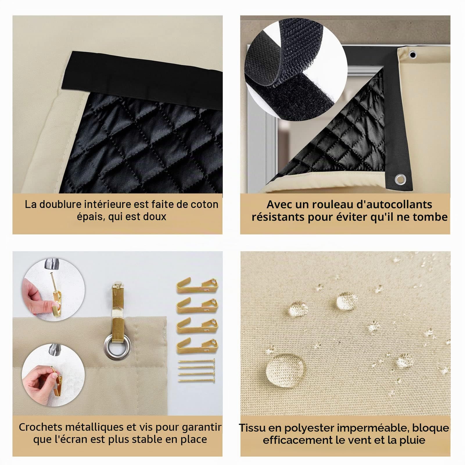 SK Studio Rideau de Porte Isolant Thermique Anti Froid Chaleur Rideaux Occultant Imperméable Coupe-Vent Séparation de Pièce pour Couloirs, Portes, Patio Marron,