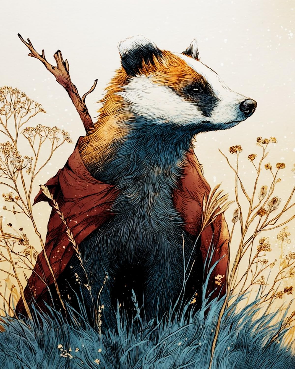 Liubaishi Multicolour Paint By Numbers For Adults, Cloak Badger Shadow, 40X50 Cm Acrylic Canvas Kit With Brushes And Paints
