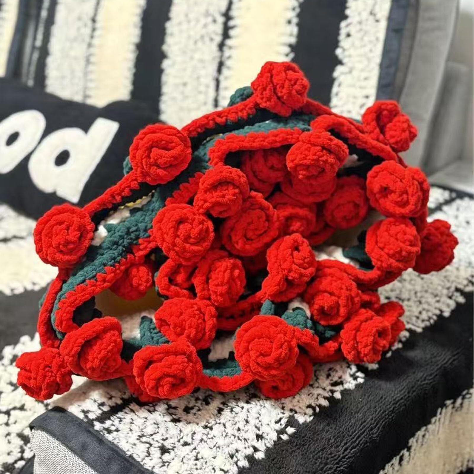 Amazon｜ブーケブランケット かぎ針編みの花 花 バラ ハンドメイド