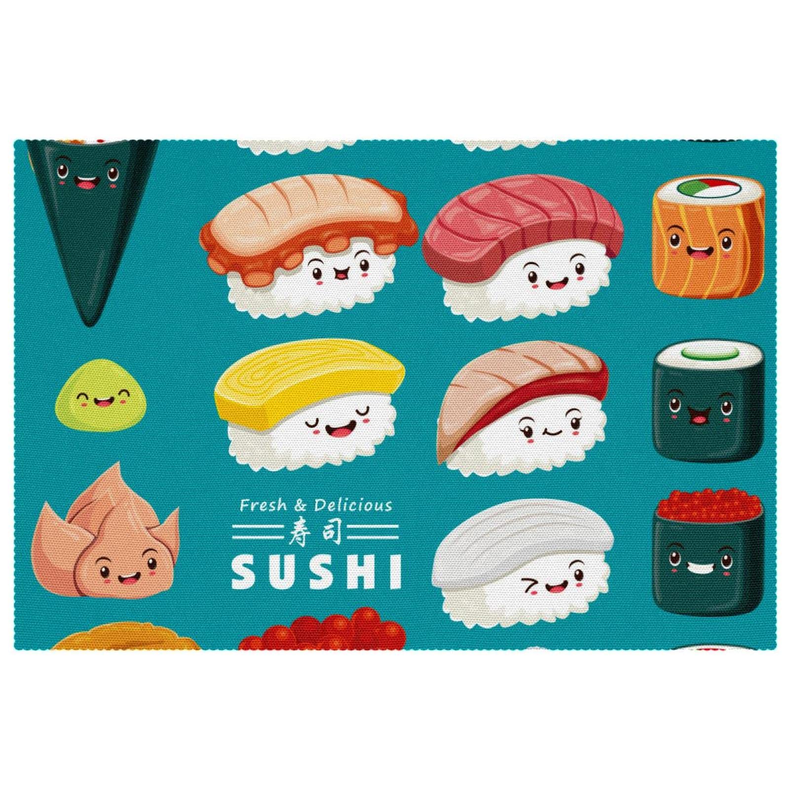 Sets de table lavables bleus de style japonais pour salle à manger