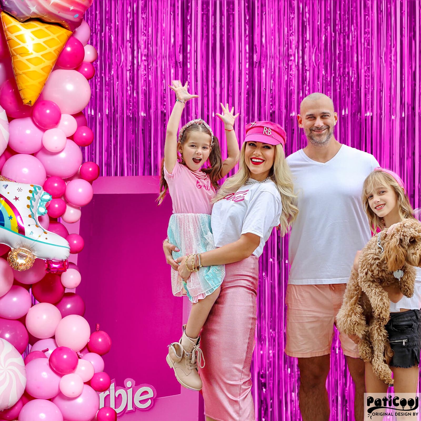 Neon Party Fransen Vorhänge - Leuchtet Im Dunkeln Fuchsia 2 Stück 1x2m