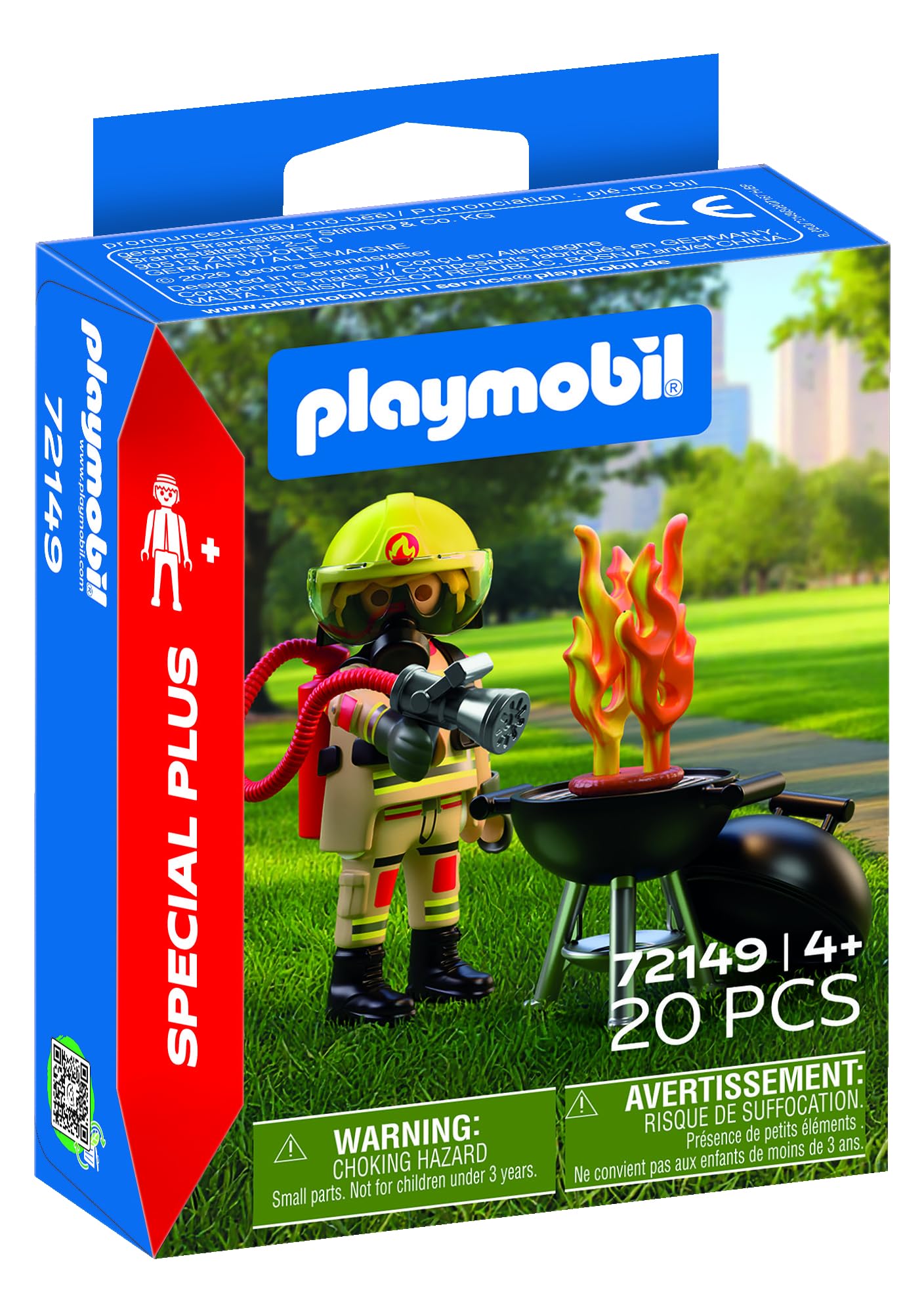 Playmobil Firefighter with Source of Fire, City Action, Role-Play Set, for Ages 4 and Up