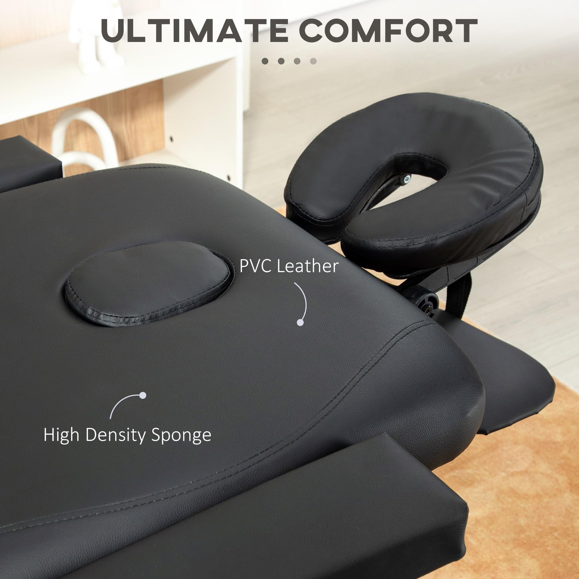 HOMCOM Table de Massage Pliante 215x81x61-84 cm Noir