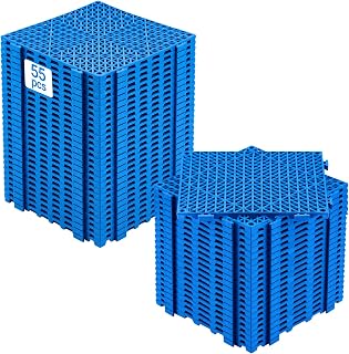VEVOR Interlocking Tiles, 55Pcs 12 x 12 in, Soft PVC Drainage Tile Mat, Non Slip & Wear-Resistant Splicing Drainage Mat, Floor Tile Drain Holes for Restroom, Bathroom, Kitchen, Pool, Blue