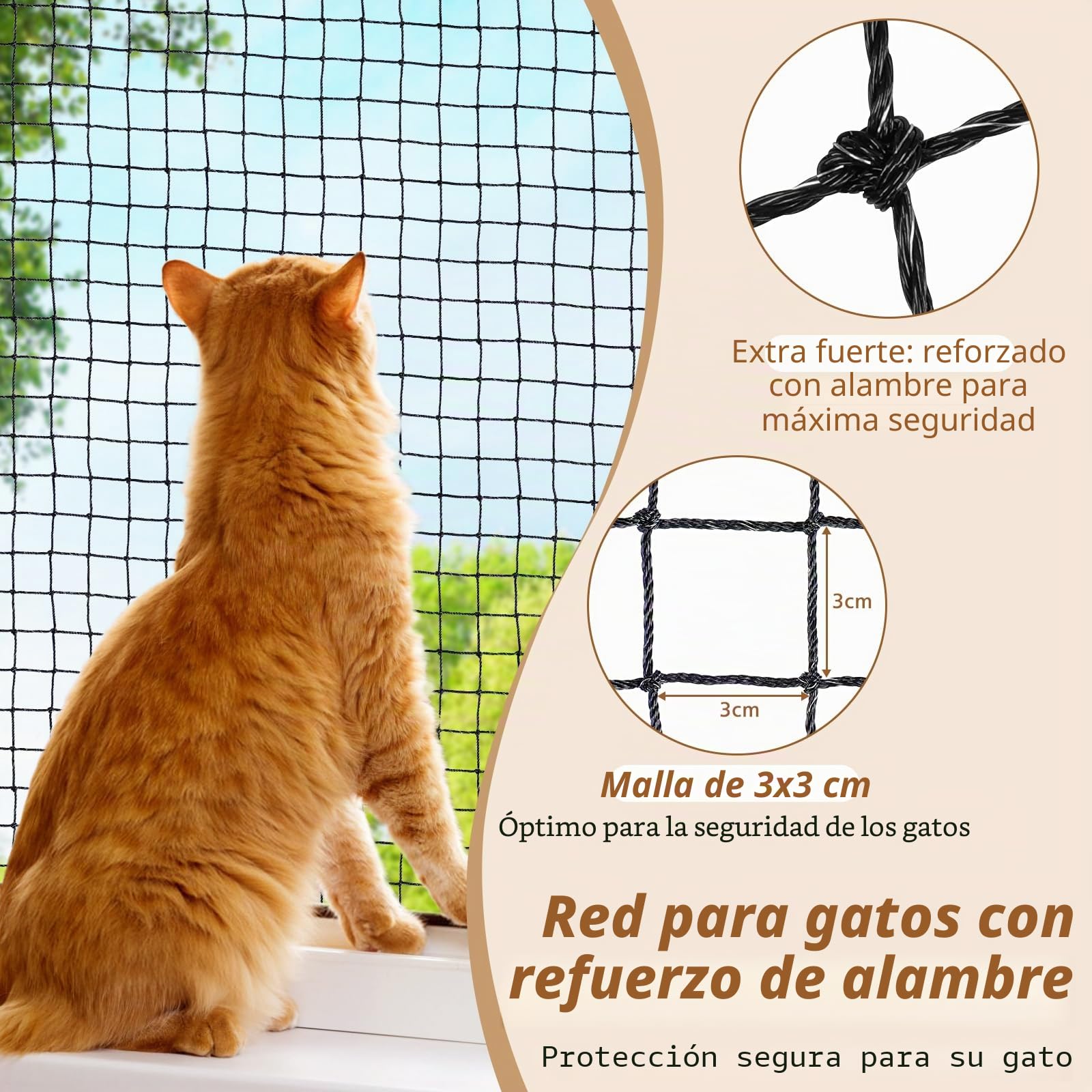 Aystkniet Red para gatos para balcón sin taladrar, incluye gancho adhesivo y adhesivo de silicona, 3 x 2 m, 4 x 2 m, 6 x 2 m, 8 x 2 m, 10 x 2 m, 4 x 3 m, 6 x 3 m, 8 x 3 m, 10 x 3 m, 12 x 3 m, 16 x 3 m
