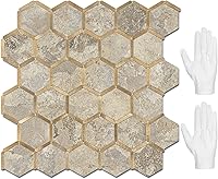 Vista 21 de STICKGOO Azulejo Hexagonal de Despegar y Pegar para Salpicadero, Azulejo Adhesivo para Salpicadero de Cocina y Baño, Aspecto de Mármol Beige PVC
