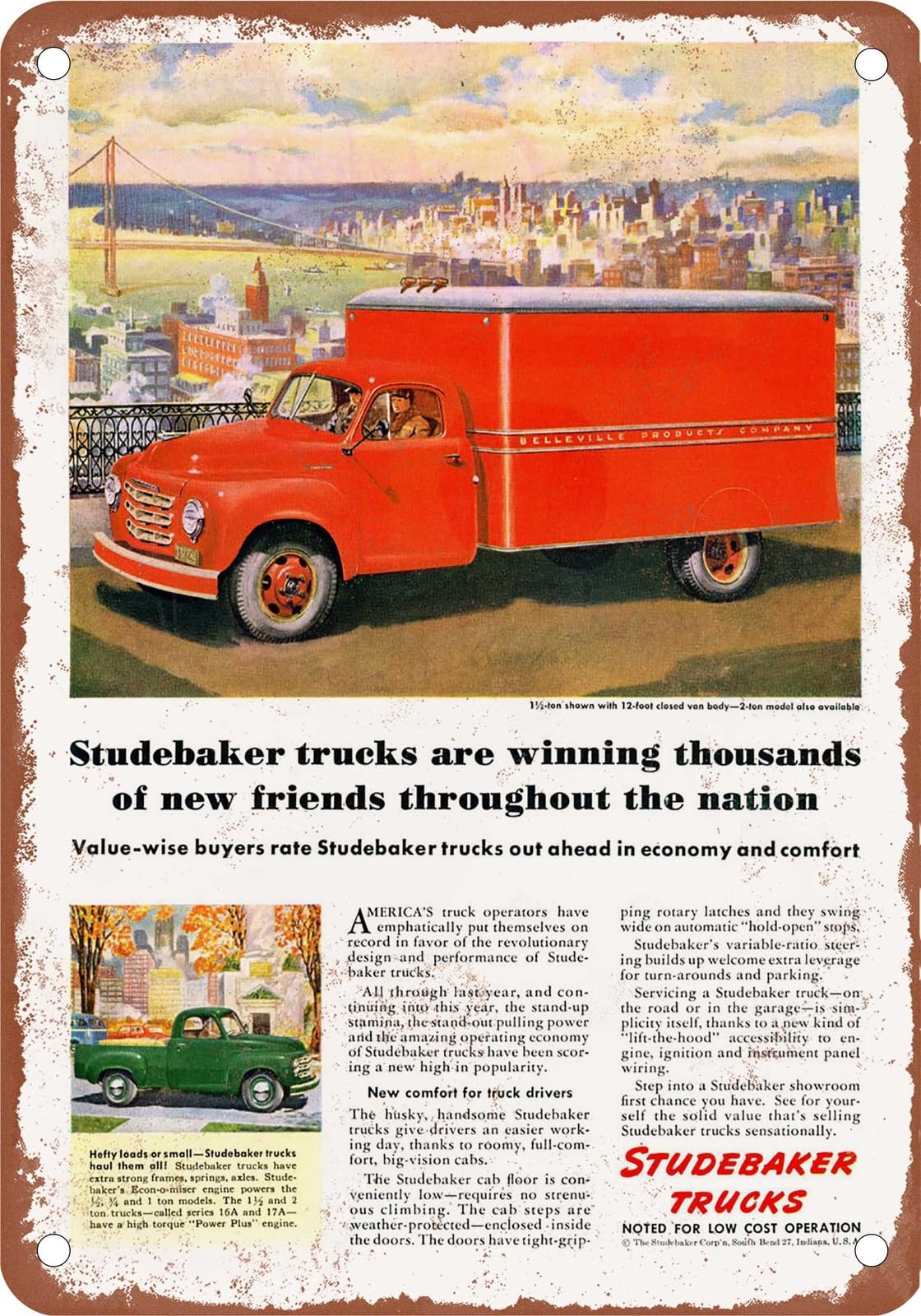 METAL SIGN - 1950 Studebaker Truck Vintage Ad 09 - Old Retro Rusty Look home decor