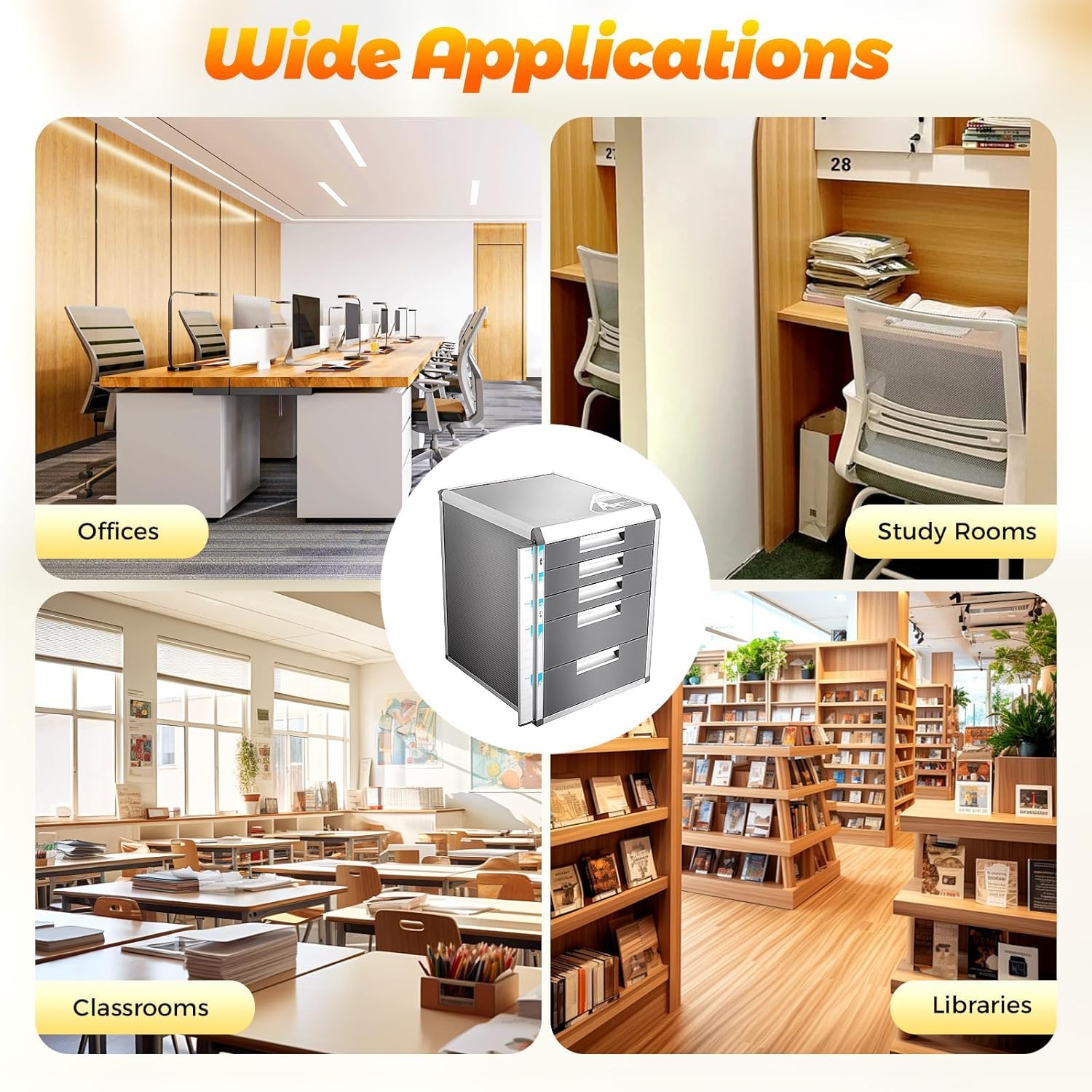 Armadietto Portadocumenti con Serratura E 4 Cassetti – Organizzatore per Documenti da Ufficio, Posta, Quaderni E Cancelleria – Soluzione di Archiviazione da Scrivania Grey 5-Layer