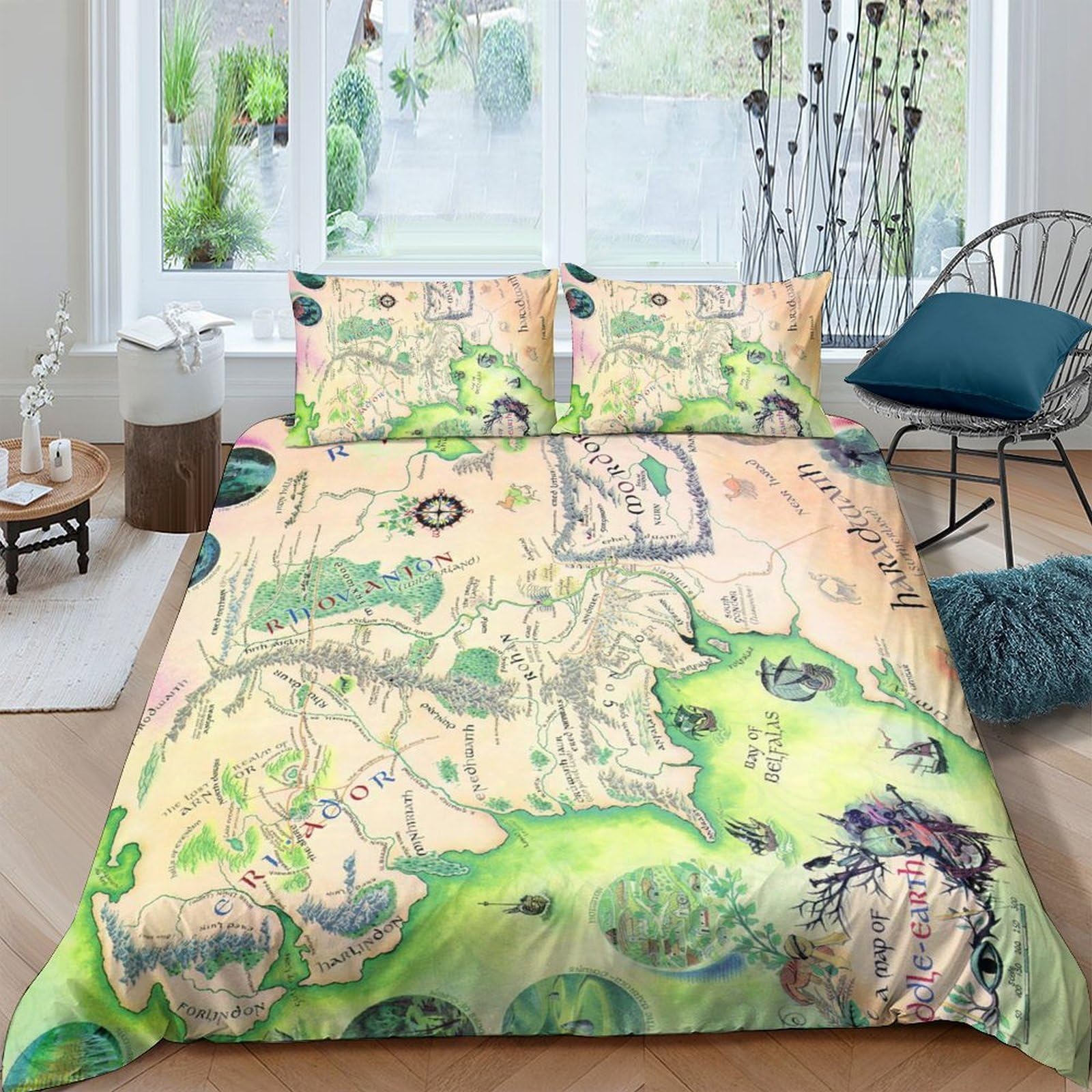 Ctjqhvkz Style-6 3D Printed Fantasy Map Fitted Sheet Microfiber Soft Decorative Adventure Mattress Cover For Bedroom Guest Room Use Single（135X200cm）