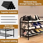 3-Tier Rack de chaussures extensible pour placard, Organisateur de chaussures,17-31-Sac de chaussures réglable,Convient pour les petits espaces,Small Front Door Armbe Shoe Stand,Sturdy Metal,Black